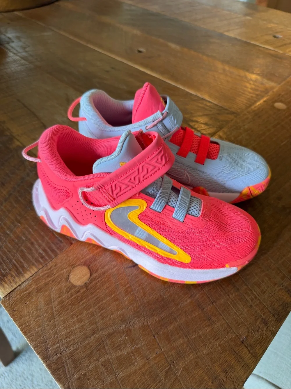 Nike Kids Giannis Immortality - Bright Pink & Light Gray with Yellow Accents